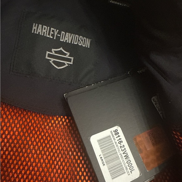 Harley Davidson Hi Vis Rain Jacket Mens L Orange Black Reflective - Picture 5 of 6